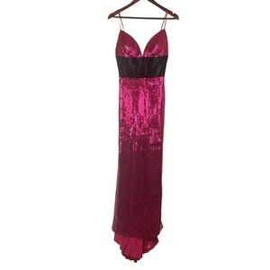 Sherri Hill Gown Pageant Prom Dress Formal Evening beaded Sz 6 sequin pink